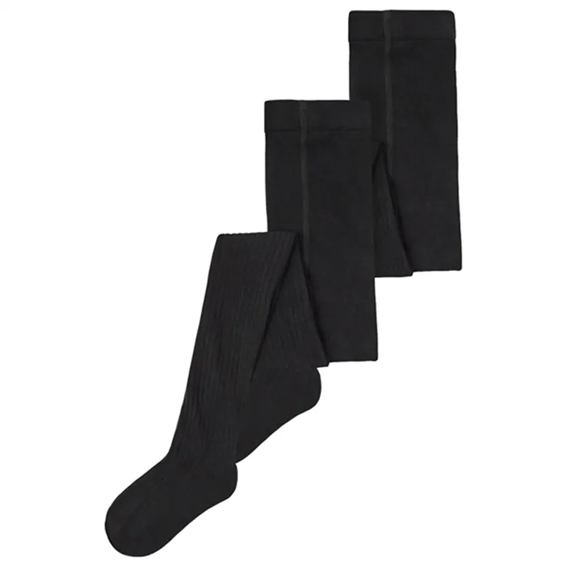 Name it Black Rib Strumpbyxor 2-pack Noos Rabatt