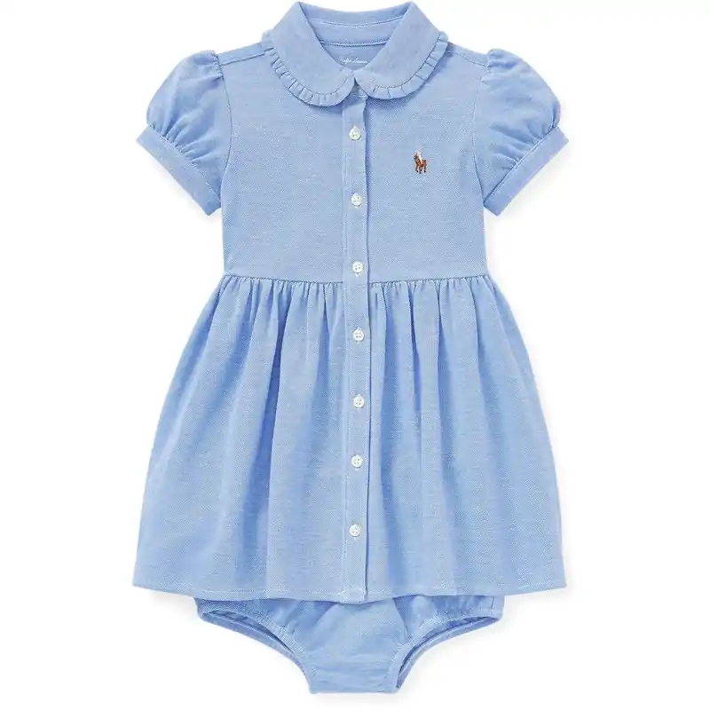 Populär Ralph Lauren Baby Solid Oxford Klänning & Bloomer Harbour Island Blue