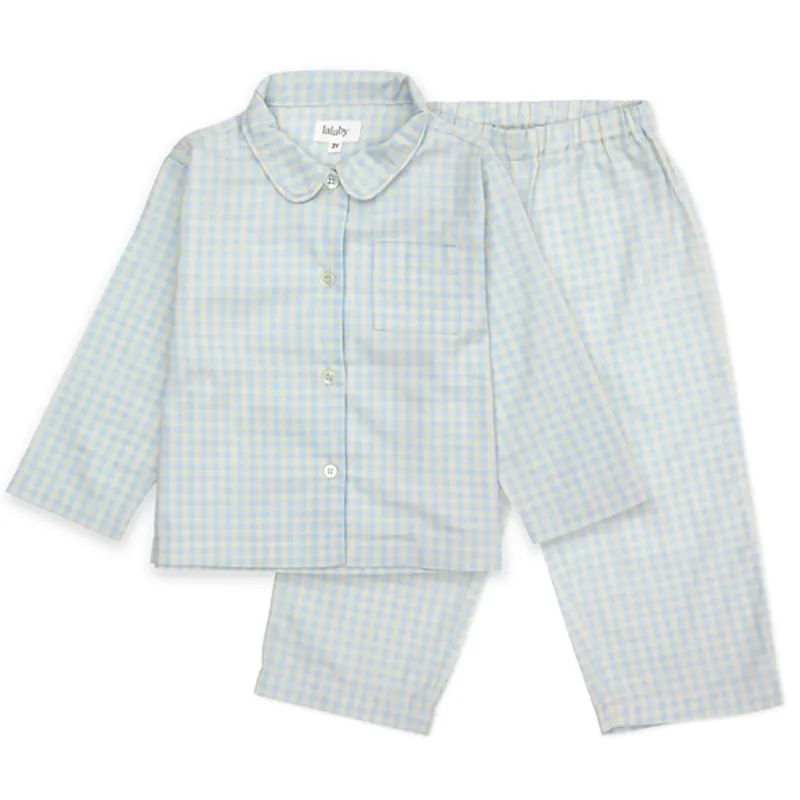 lalaby Blue Gingham Klassisk Pyjamas Rabatt