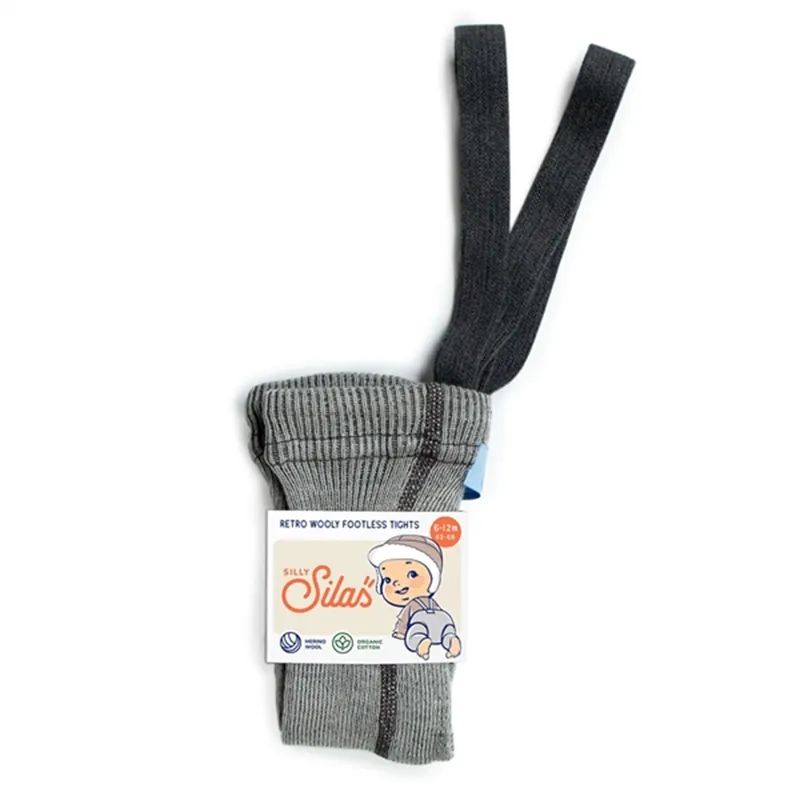 Silly Silas Wooly footless tights with braces Granite Grey Erbjudandepris