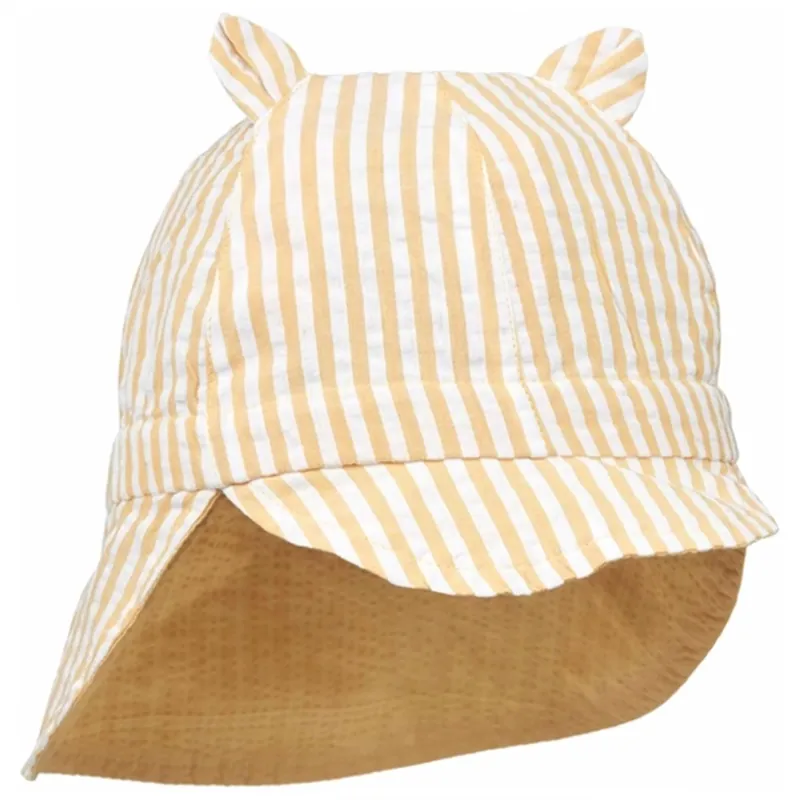 Snabb leverans Liewood Gorm Reversible Seersucker Solhat Jojoba/White