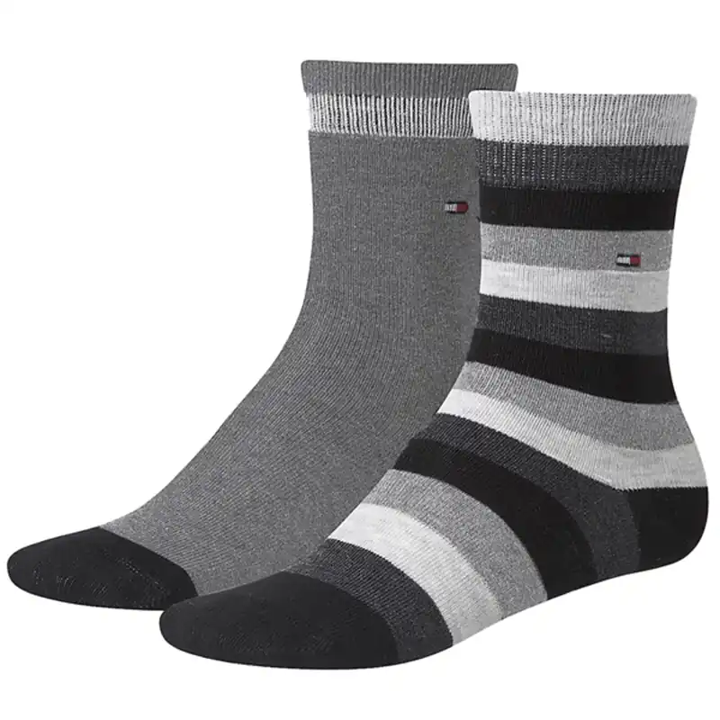 Tommy Hilfiger Kids 2-pack Strumpor Basic Black Striped Lägg i varukorgen