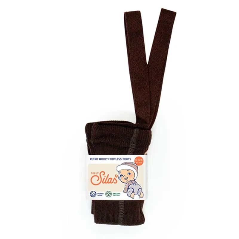 Silly Silas Wooly Footless Tights With Braces Espresso Brown Endast idag