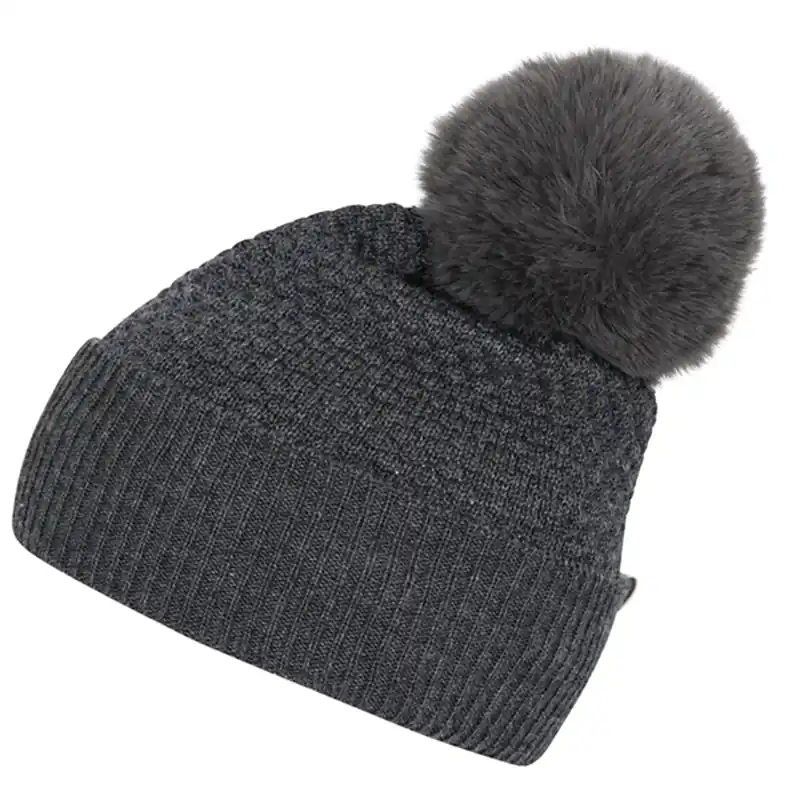 MP 97502 Chunky Oslo Hue M. Fake Fur Kvast Dark Grey Melange 497 Rabatt