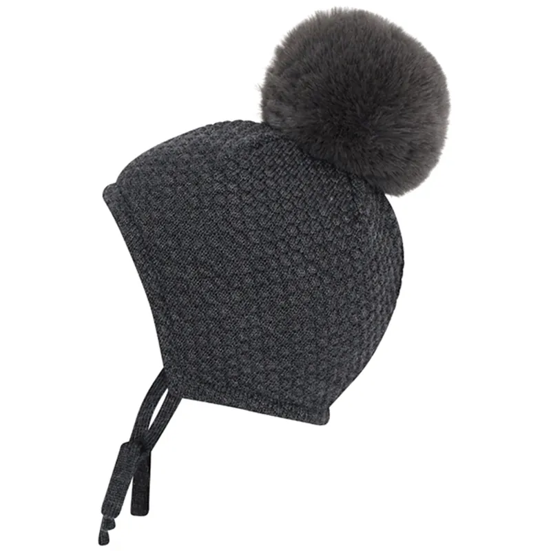 MP 97503 Chunky Oslo Hue M. Fake Fur Kvast Dark Grey Melange 497 Kampanjpris