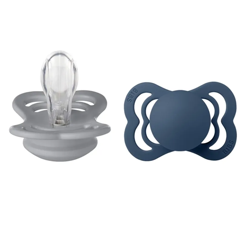 Bibs Supreme Silikone Nappar 2-pack Symmetrisk Cloud/Steel Blue Rea