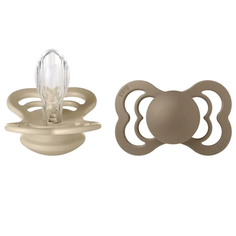 Populär Bibs Supreme Silikon Nappar 2-pack symmetrisk vanilj / mörk ek