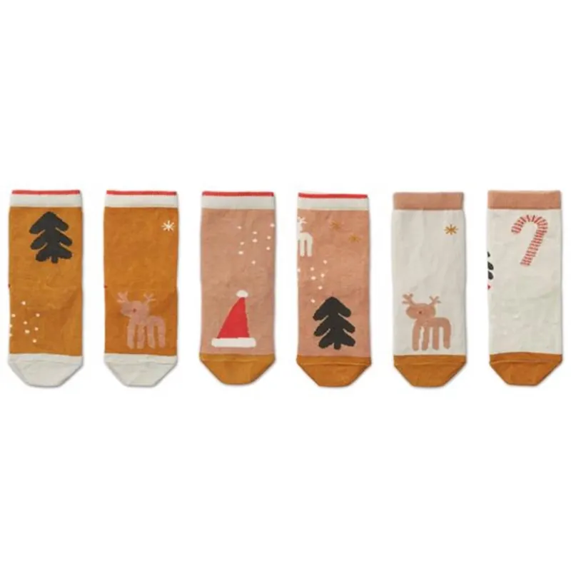 Begränsat antal Liewood Silas Cotton Socks 3 Pack Holiday Tuscany Rose Multi Mix