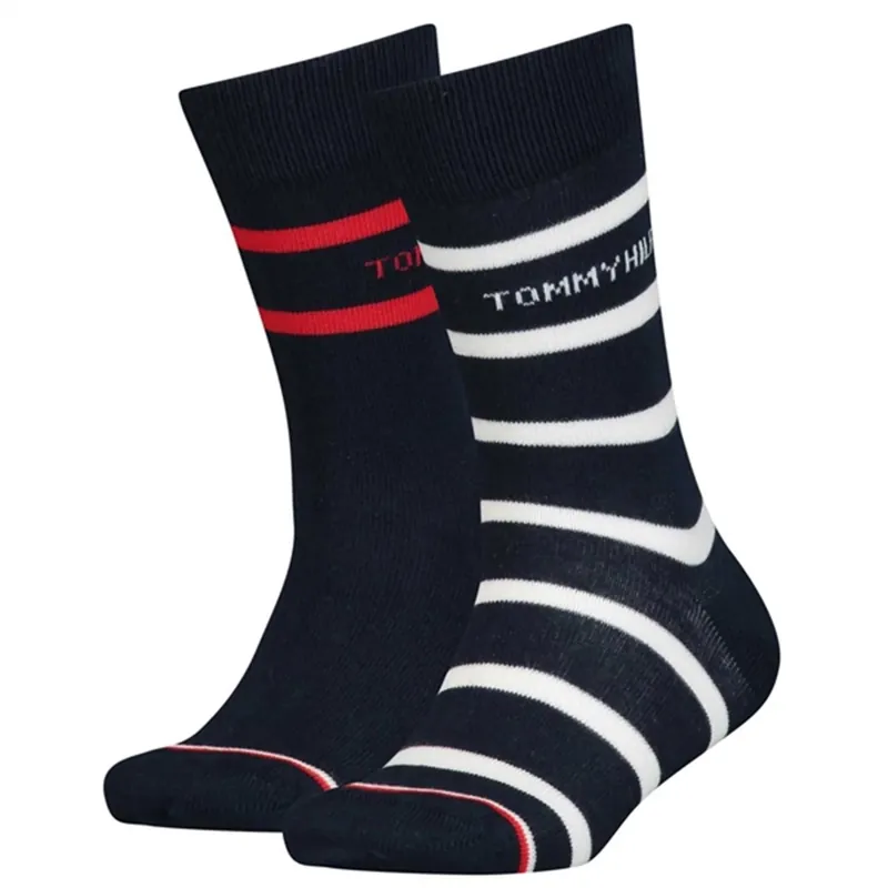 Tommy Hilfiger 2-pak Breton Stripe Strømper Navy Combo Expressleverans