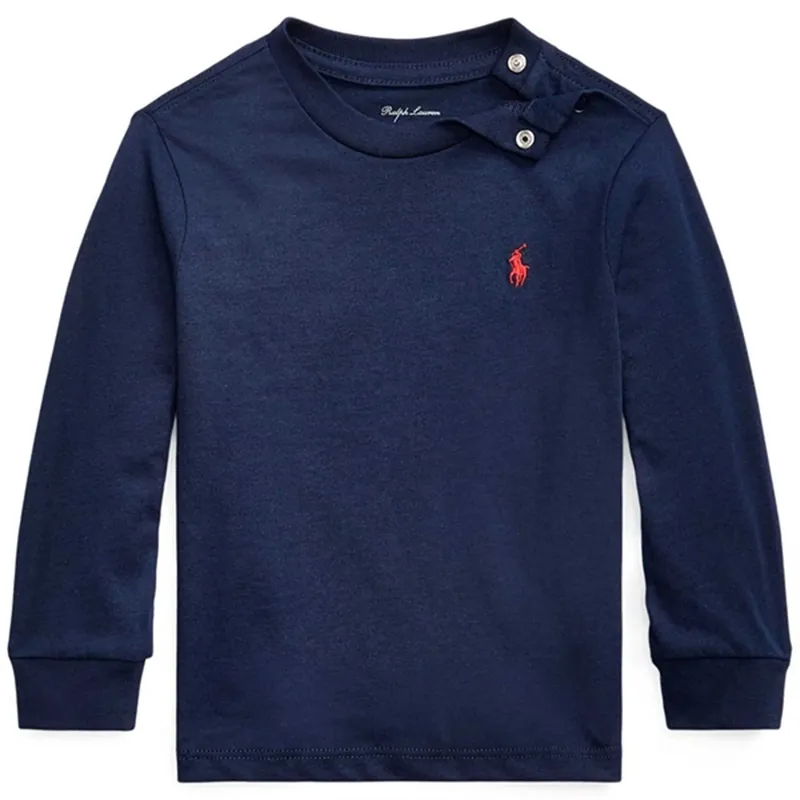 Begränsad tid Ralph Lauren Baby Boy Long Sleeved Tee Cruise Navy