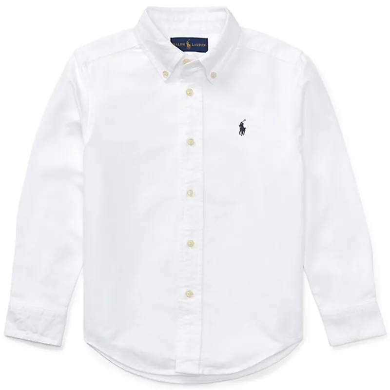Outlet Polo Ralph Lauren Boy Slim Fit Skjorta White
