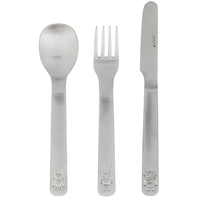 Snabb frakt OYOY Bestik We Love Animals 3-pack Brushed Steel