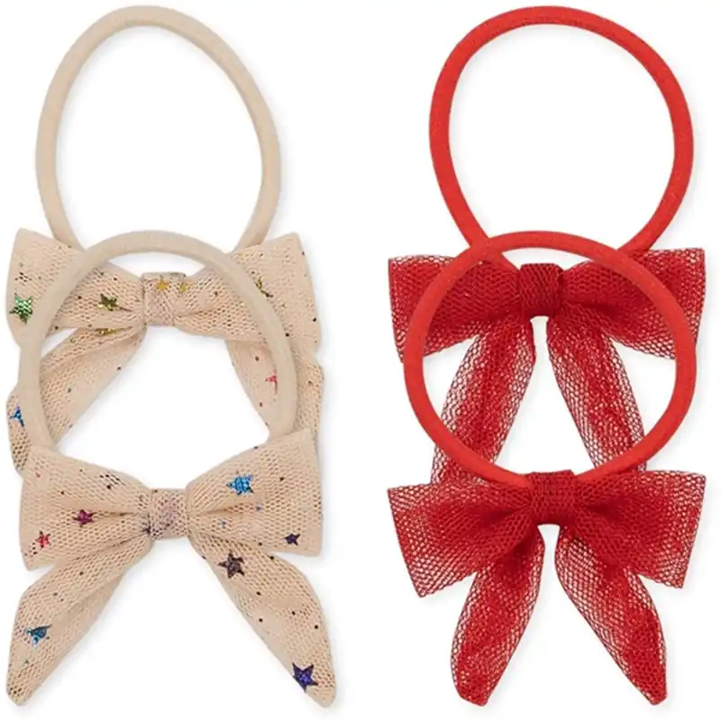 Konges Sløjd Elastik Tulle Bowtie 4-pak Multi Star/Red Endast idag