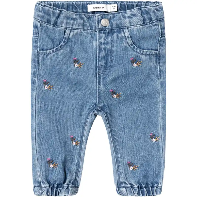 Lågt pris Name It Medium Blue Denim Rose Shaped Embellished Jeans