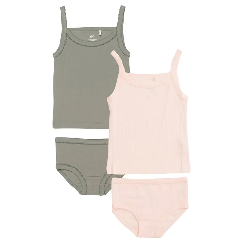 COPENHAGEN COLORS Grey/ Soft Pink Comb. Rib Jersey 2Pack Straptop And Underpants Köp nu