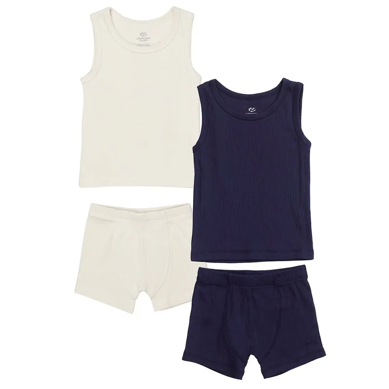 Expressleverans COPENHAGEN COLORS Navy/ Cream Comb. Kick Rib Jersey 2Pack Tank-Topp And Boxershorts