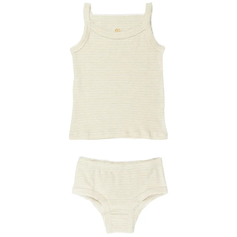 Köp nu COPENHAGEN COLORS Beige Stripe Strap Topp And Underpants Striped