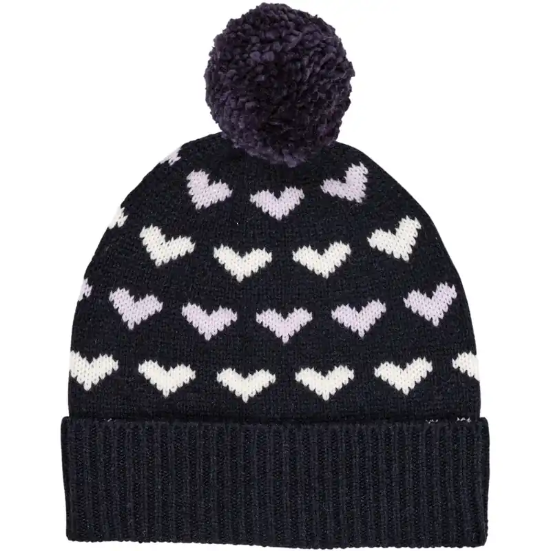 Trygg betalning COPENHAGEN COLORS Marinblå/Lavendel Kombi Kashmir Mössa W. Hearts & Pompom