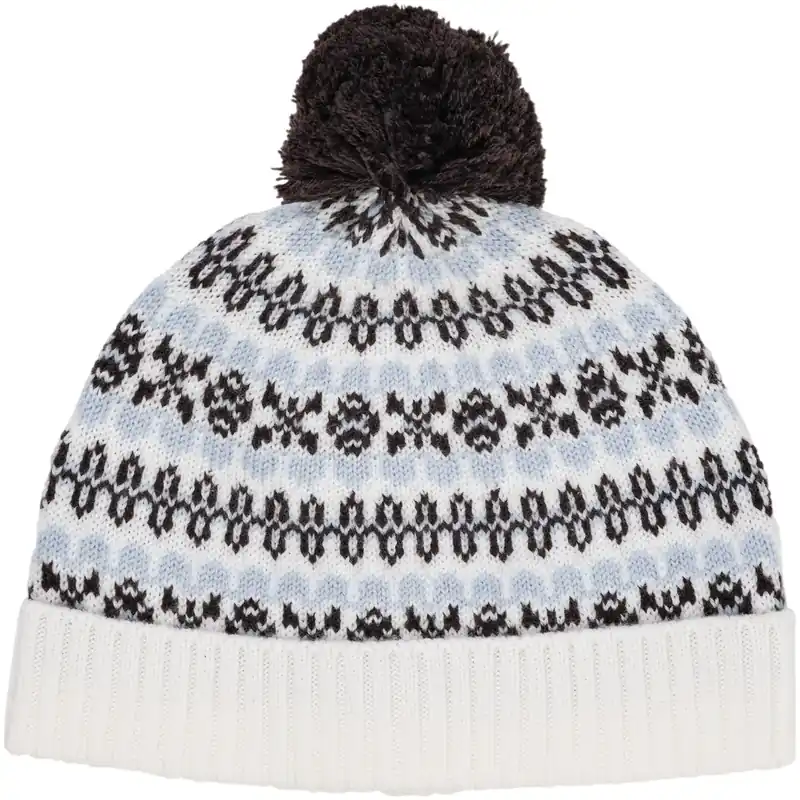 Extra rabatt COPENHAGEN COLORS Dusty Blue Combi Merino Pattern Mössa W. Pompom