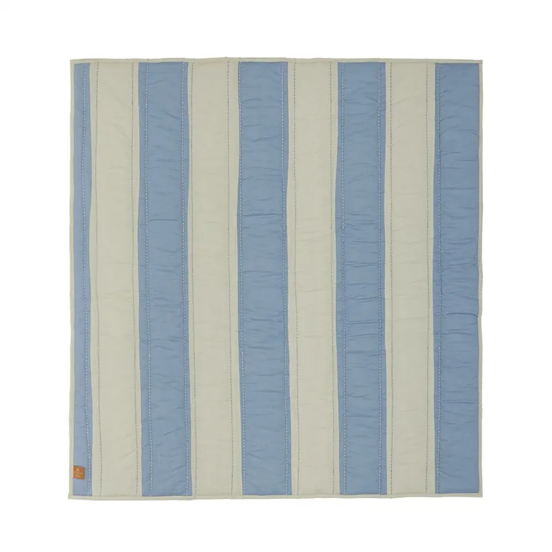 OYOY Blue/Clay Striped Quiltad Filt Populär