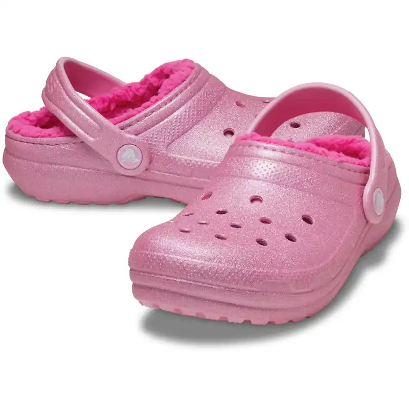 Crocs Pink Tweed Classic Lined Glitter Clog Bästa pris