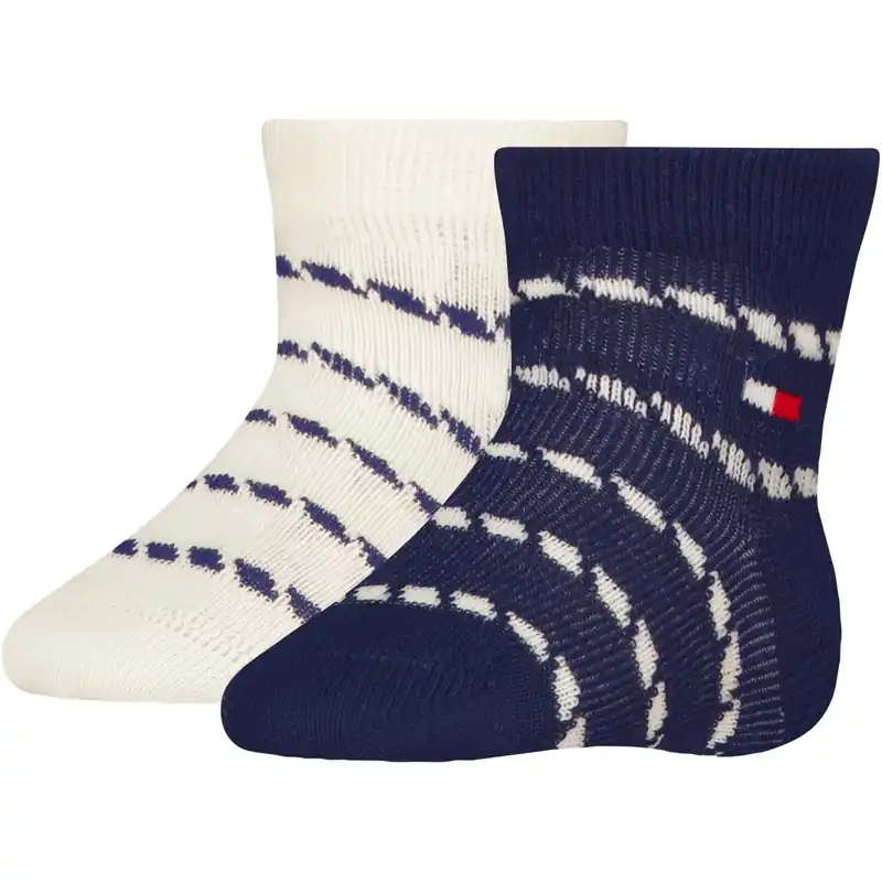 Tommy Hilfiger Navy Baby Strumpor 2-pack Breton Stripe Utförsäljning