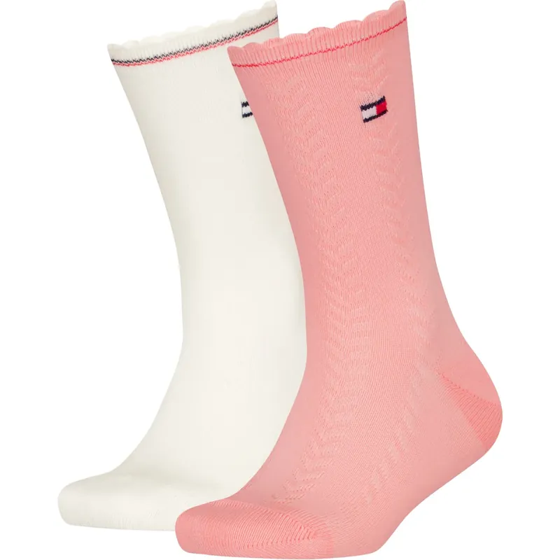 Rabatt Tommy Hilfiger Soft Pink Kids Strumpor 2-pack 3D Cable