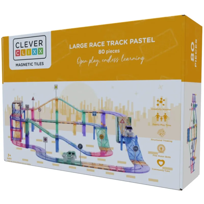 Cleverclixx Pastell Stor Racerbana Pastell 80 delar Premium