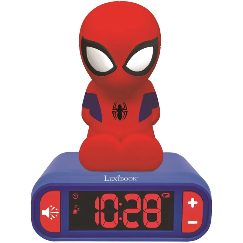 Lexibook Spiderman väckarklocka med nattljus 3D-design Spiderman och ljudeffekter Snabb leverans