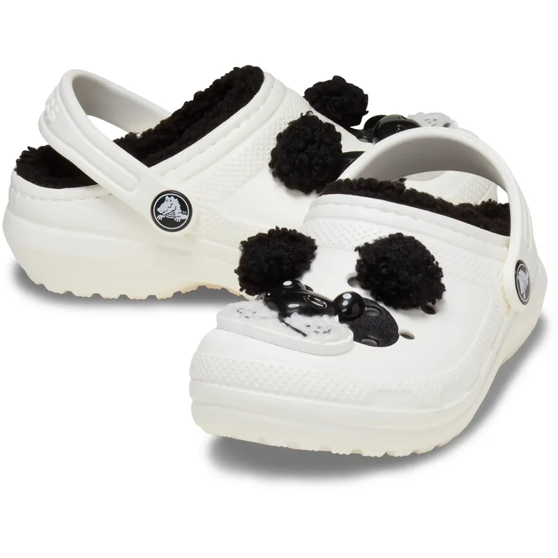 Crocs Chalk/Black Classic Lined IAM Panda Bear Clog T Kundfavorit