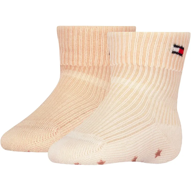 Begränsat antal Tommy Hilfiger Classic Khaki Baby Strumpor 2-pack Fold Over Rib