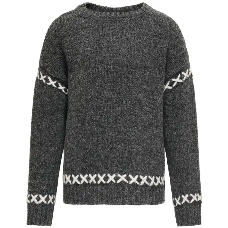Lågt pris kids ONLY Dark Grey Melange Amanda Life O-Neck Detail Stickad Blus