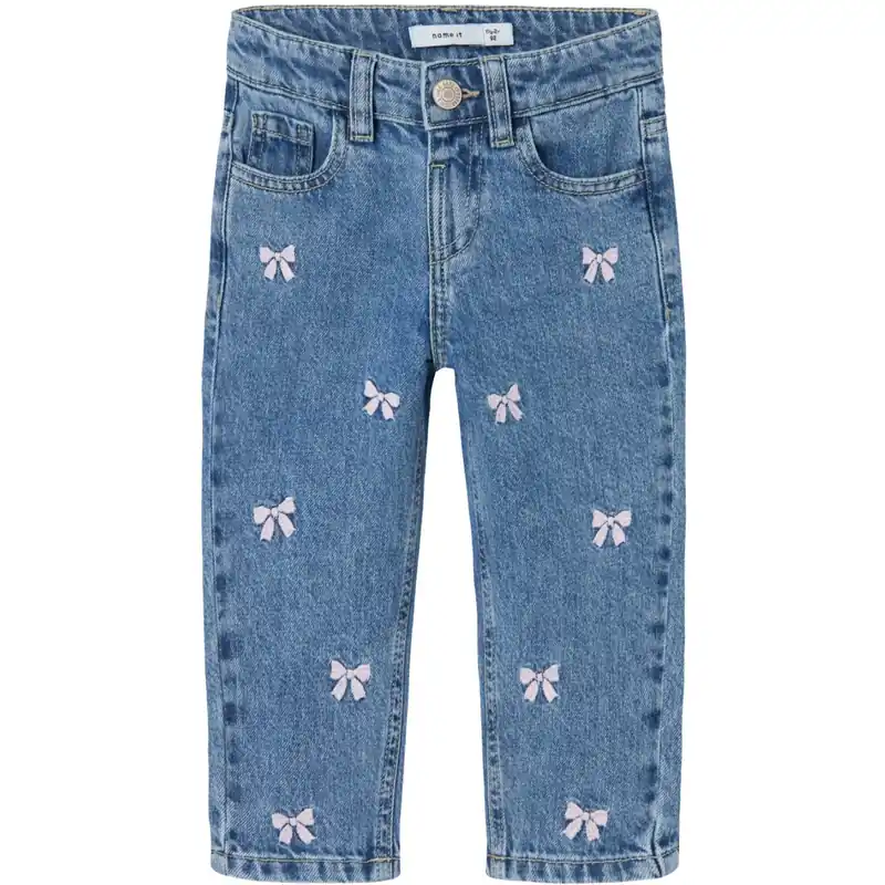 Name It Medium Blue Denim Bows Bella Mom Embroidery Jeans Noos Köp nu