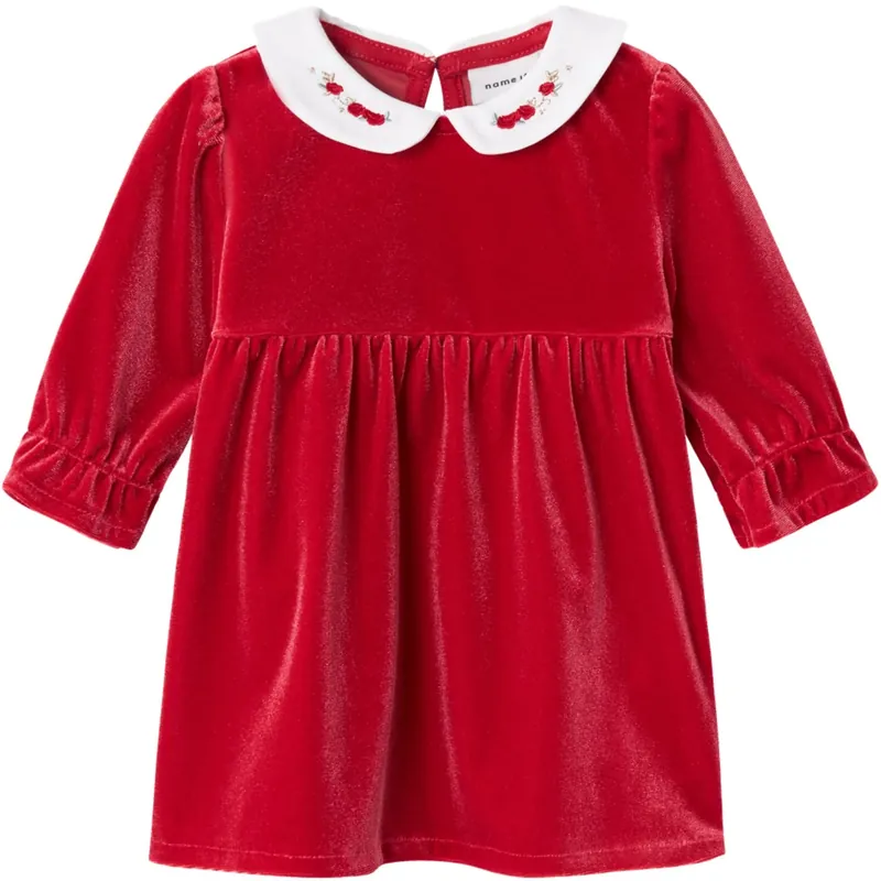 Name It Jester Red Rinna Velour Klänning Sista chansen