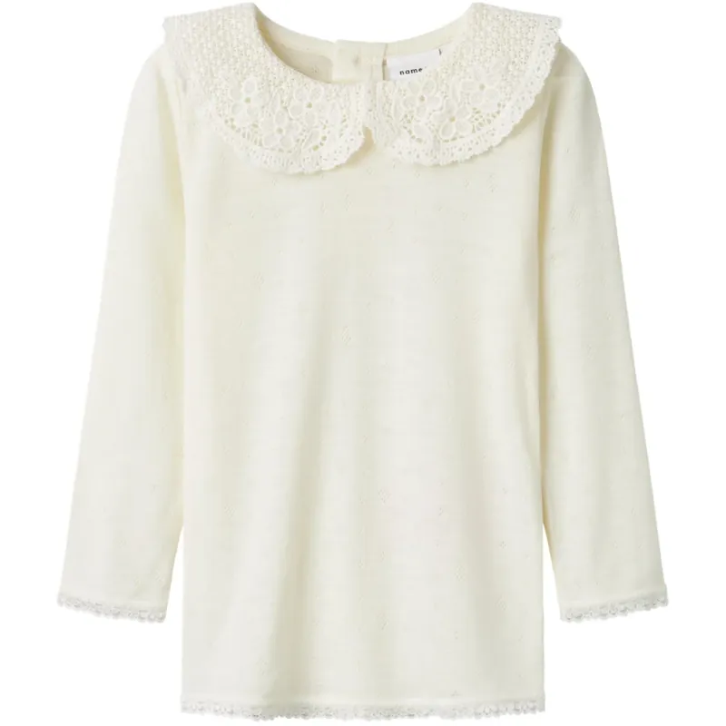 Name It Snow White Wang Ull Needle Blus Med Krage Kampanj