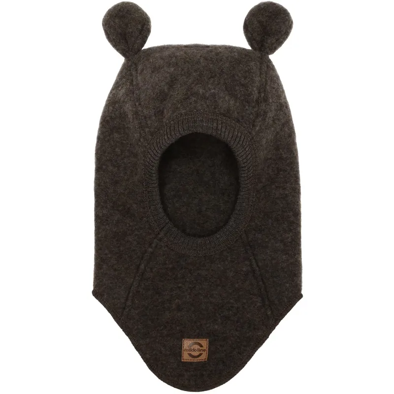 Rea Mikk-Line Dark Brown Melange Ull Balaclava med öron