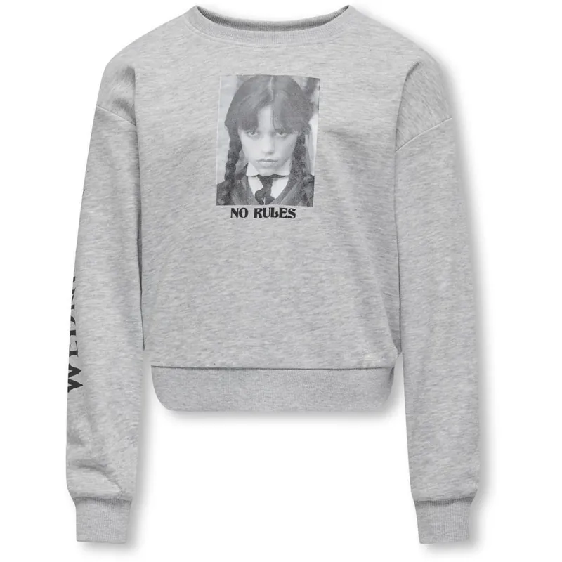 kids ONLY Light Grey Melange No Rules Nevermore Life Licens O-Neck Sweatshirt Handla nu