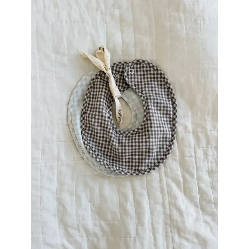 Lalaby Mini Check Blue Bibi Bib 2-Pack Mini Check Blue Erbjudandepris