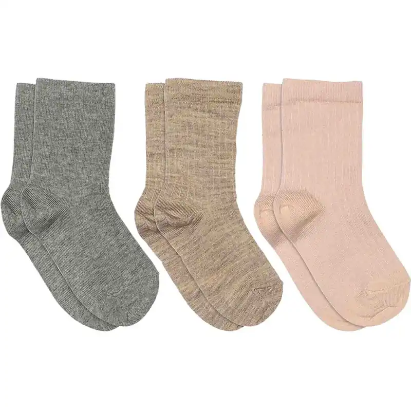 Utförsäljning Mp Danmark Light Brown Melange Cotton Ribb strumpor - 3-pack