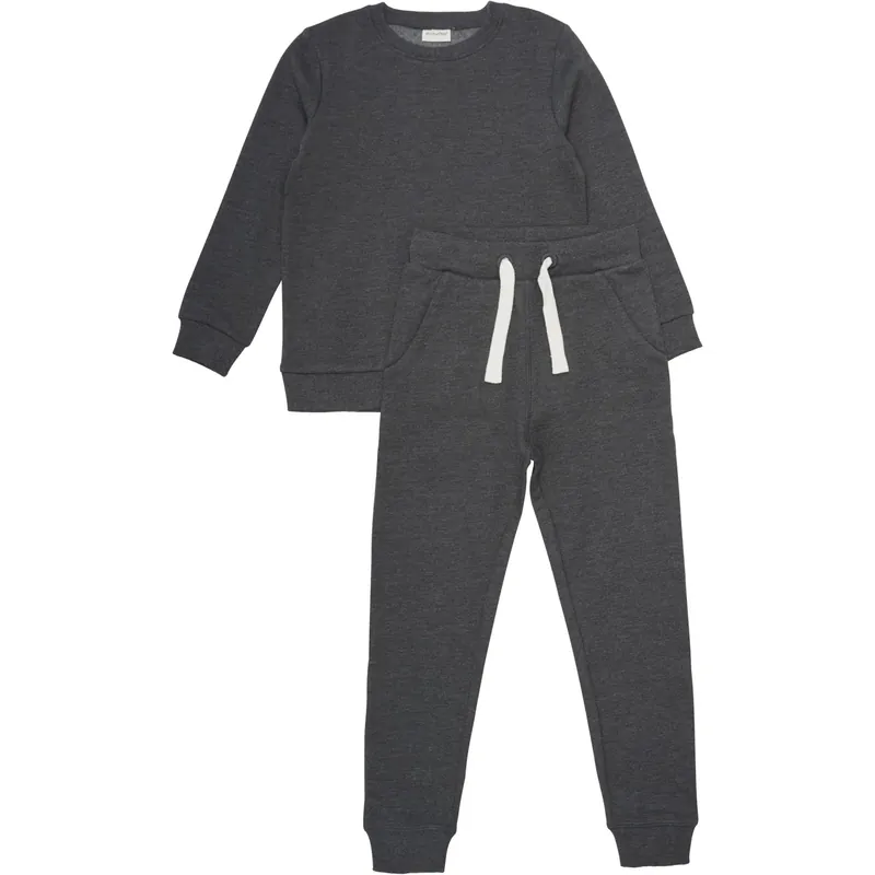Minymo Dark Gray melange Sweat Set 2-pack Kundfavorit