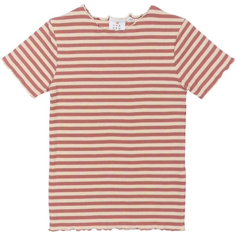 The New Old Rose Striped Moore Collar Rib T-Shirt Erbjudande