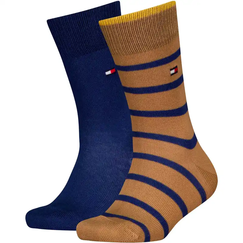 Tommy Hilfiger Classic Khaki/Blue Kids Strumpor 2-Pack Breton Stripe Trygg betalning