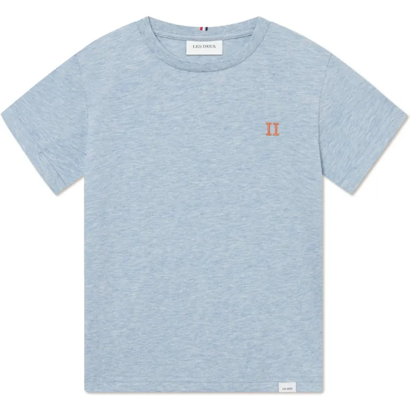 Begränsat antal Les Deux Kids Xenon Blue Melange/Orange Nørregaard T-Shirt Seasonal
