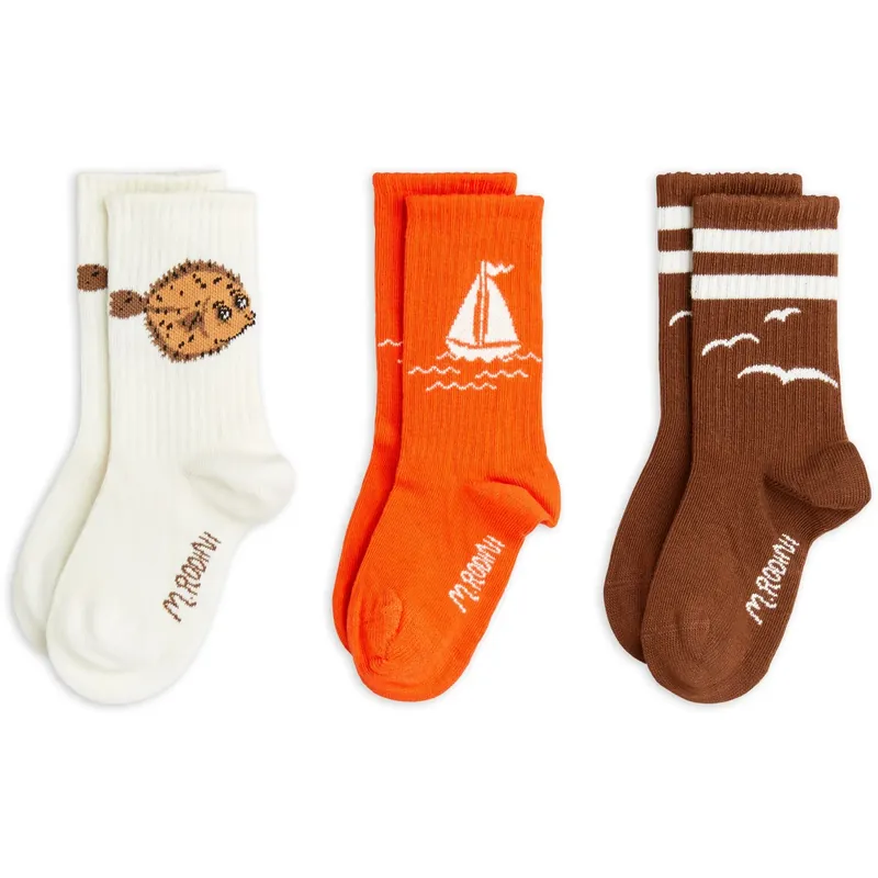 Sänkt pris Mini Rodini Multi Sailing Boats 3-Pack Strumpor