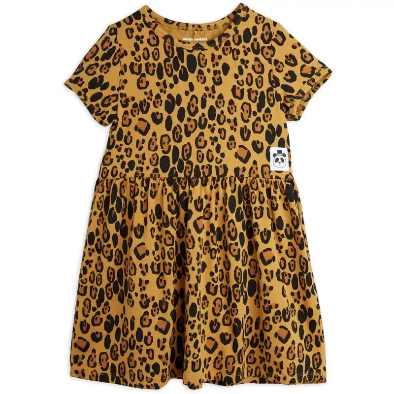 Mini Rodini Beige Basic Leopard Klänning Tencel™ Kampanj