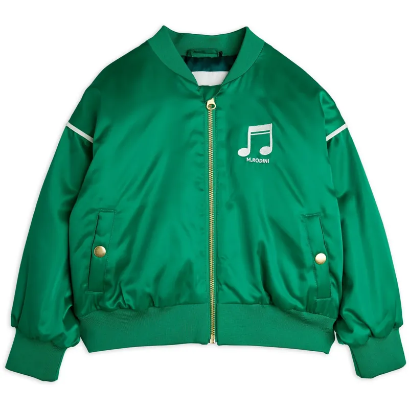 Mini Rodini Green Note Chenille Satin Baseball Jacka Outlet