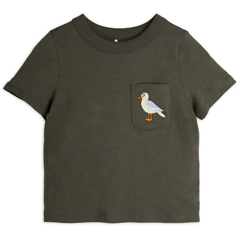 Mini Rodini Black Seagull Embroidery T-Shirt Erbjudande