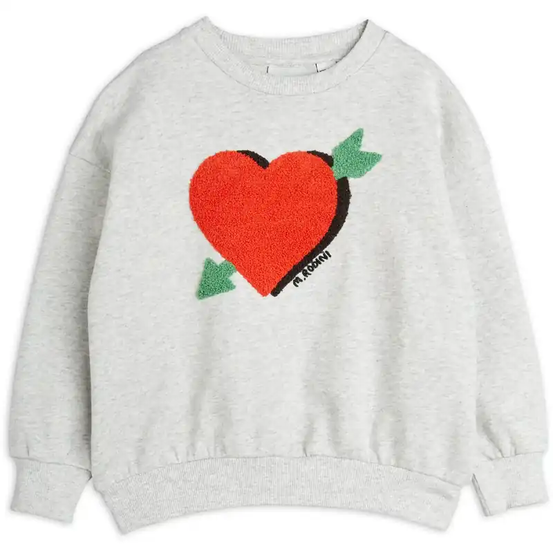 Nedsatt pris Mini Rodini Grey Melange Arrowed Heart Chenille Sweatshirt