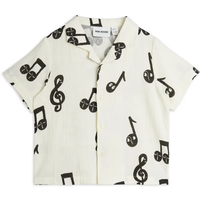 Sista chansen Mini Rodini White Note AOP Muslin Skjorta