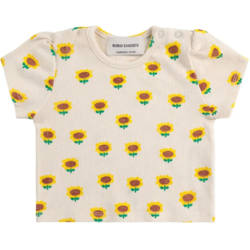 Bobo Choses Beige Sunflower All Över Balloon Sleeve T-Shirt Handla nu